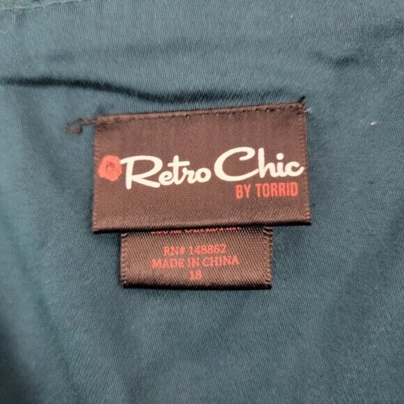 TORRID Retro Chic Teal Lace Midi Dress Womens PLUS 18 Pin Up Rockabilly - Picture 9 of 16